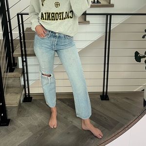 Redone straight leg mom jean